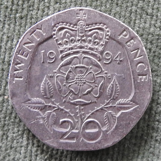 GB British UK English 1994 20 New Pence Queen Elizabeth II Coin