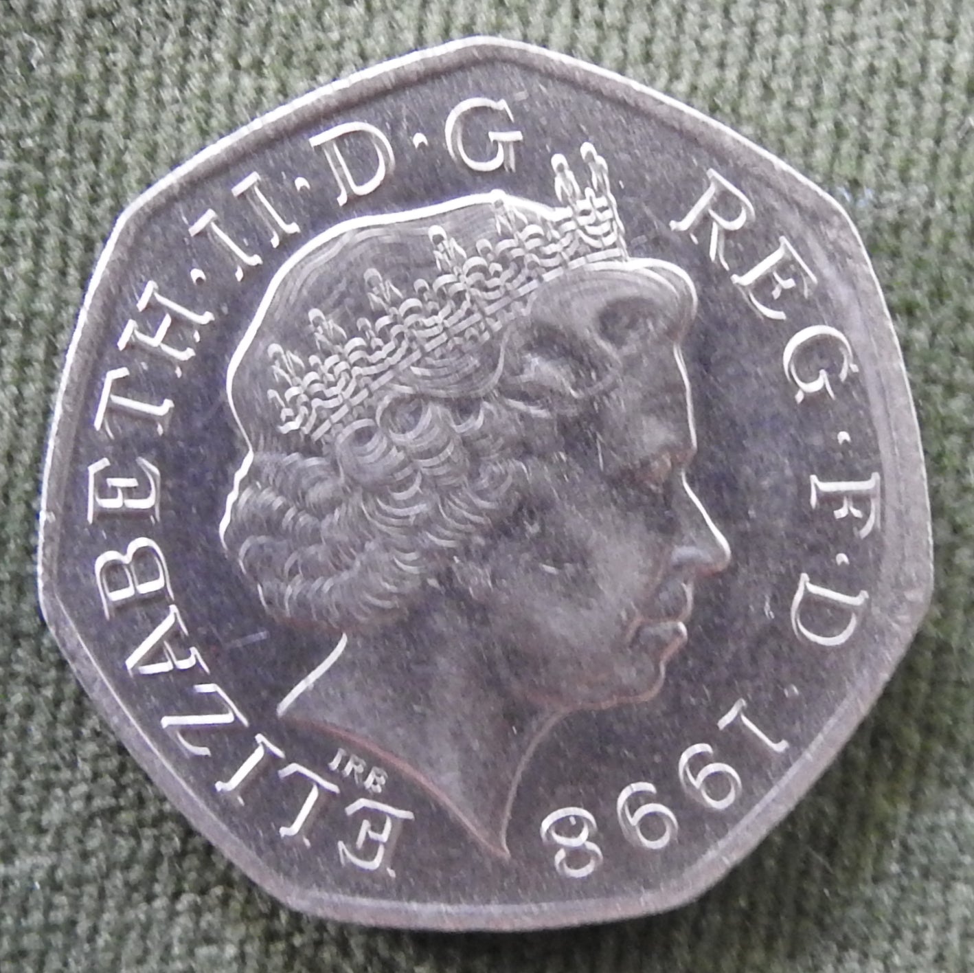 GB British UK English 1998 50 New Pence Queen Elizabeth II Coin