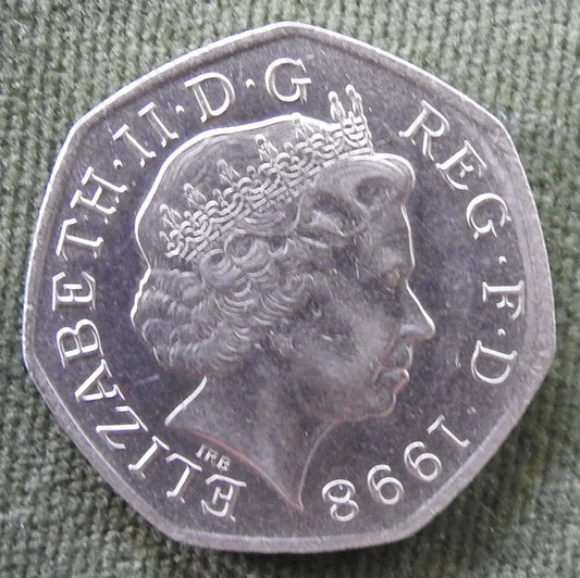 GB British UK English 1998 50 New Pence Queen Elizabeth II Coin