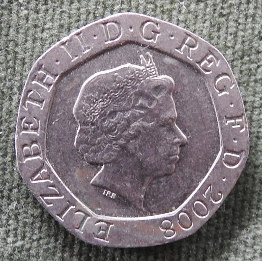 GB British UK English 2008 20 New Pence Queen Elizabeth II Coin