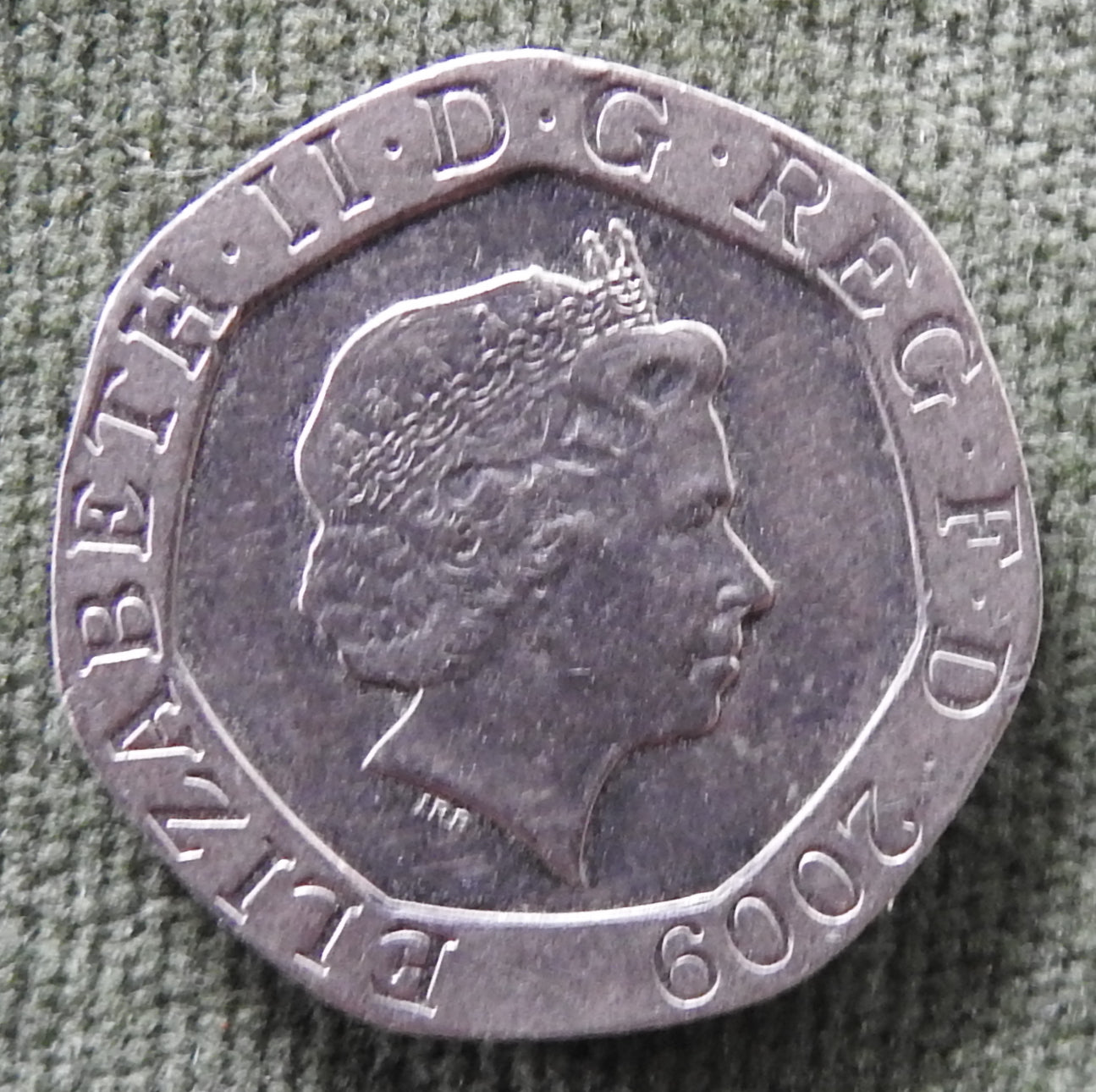 GB British UK English 2009 20 New Pence Queen Elizabeth II Coin