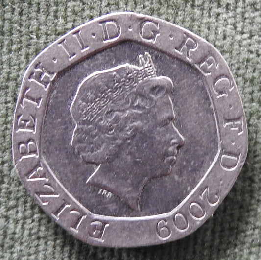 GB British UK English 2009 20 New Pence Queen Elizabeth II Coin