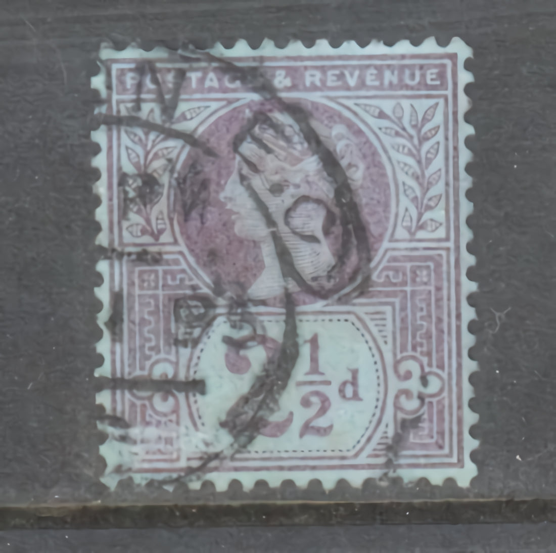 GB Great Britain England 1887 Queen Victoria 2 1/2 Penny Purple On Blue Postage & Revenue Stamp Cancelled