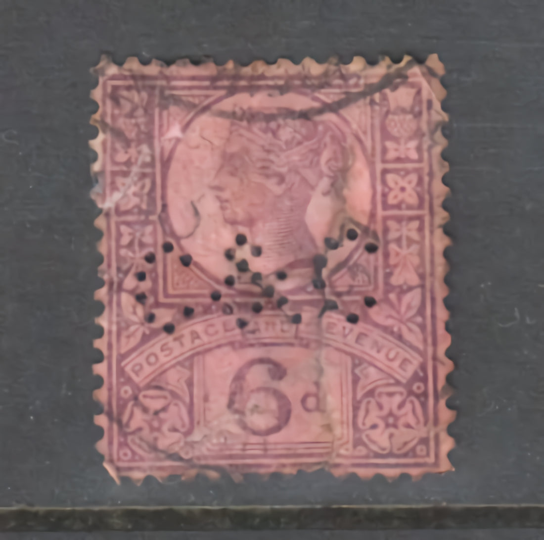 GB Great Britain England 1887 Queen Victoria 6 Pence Violete On Redish Paper Postage & Revenue Stamp - Cancelled