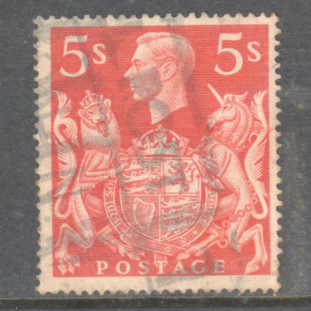 GB UK Great Britain England 1939 King George VI 2/6d Brown Red Stamp - Cancelled