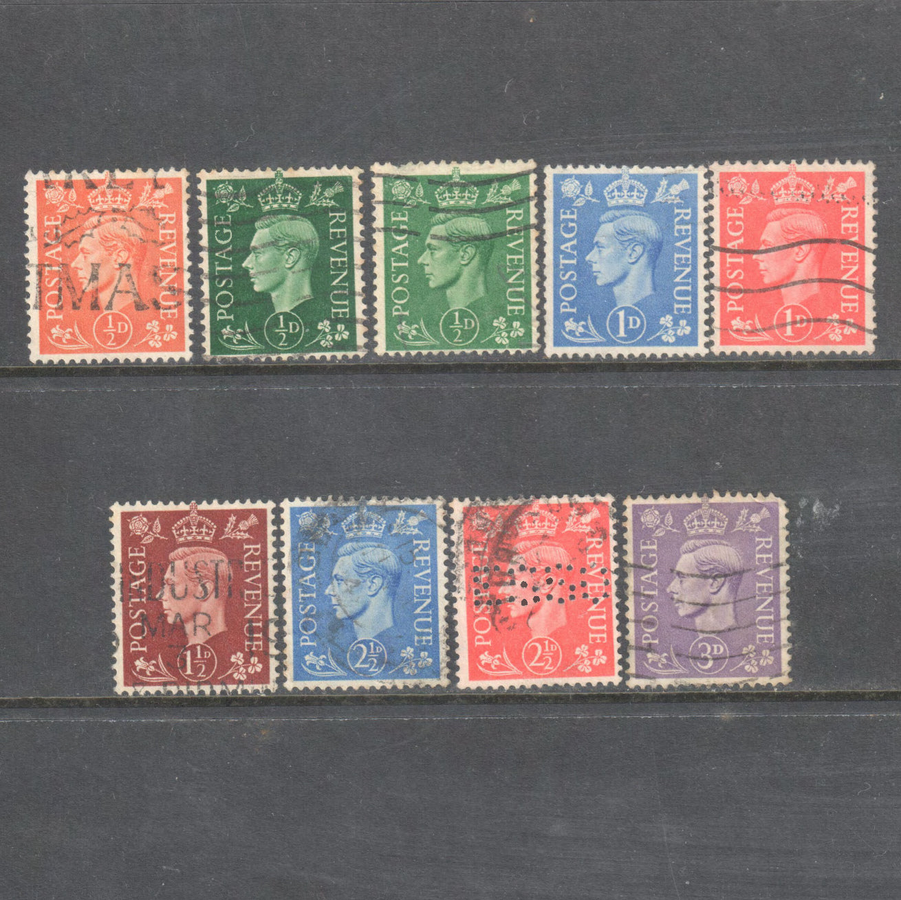 GB UK Great Britain England 1937 -1939 King George VI Partial Stamp Set - Cancelled