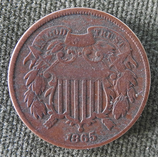 USA American 1865 2 Cent Union Shield Coin