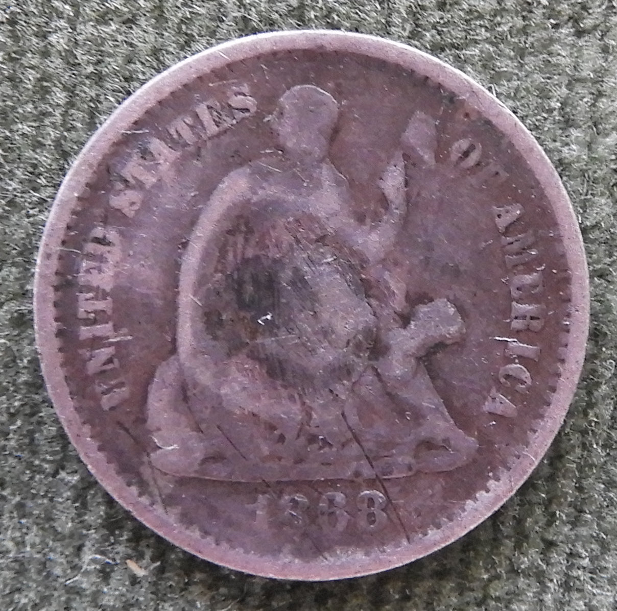 USA American 1868 Silver Seated Liberty Half Dime Coin