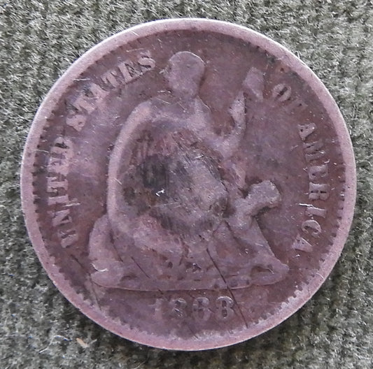 USA American 1868 Silver Seated Liberty Half Dime Coin