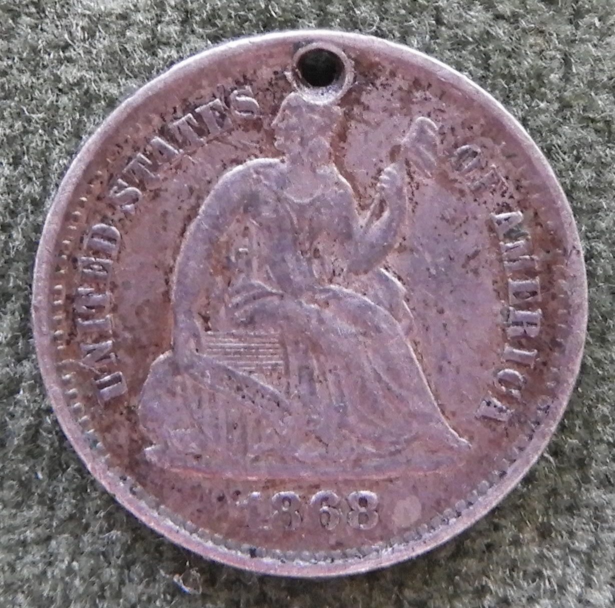 USA American 1868 Silver Seated Liberty Half Dime Coin