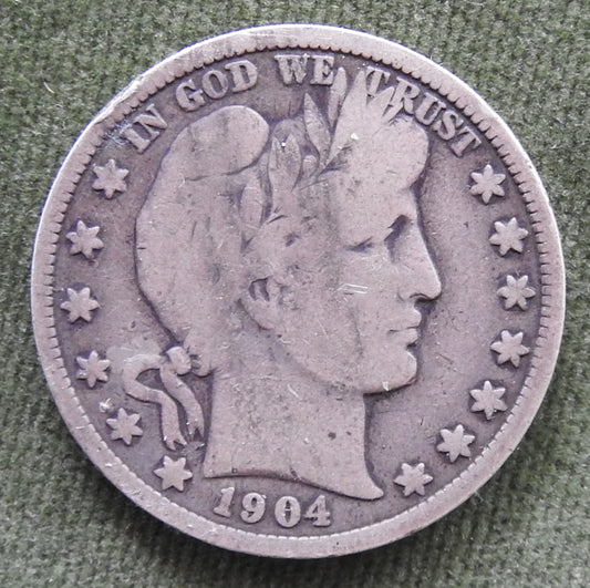 USA American 1904 Silver Barber Half Dollar