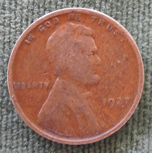 USA American 1927 1 Cent Wheat Lincoln Coin