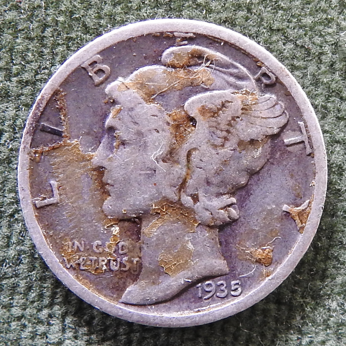 USA American 1935 S Winged Mercury Dime Silver Coin