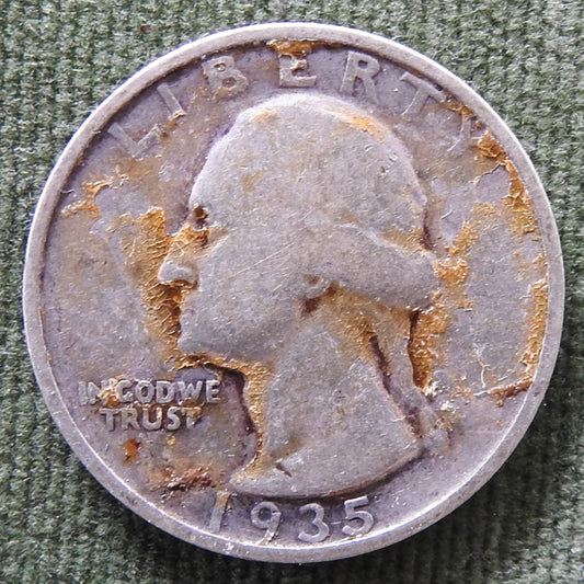 USA American 1935 S Quarter Washington Silver Coin