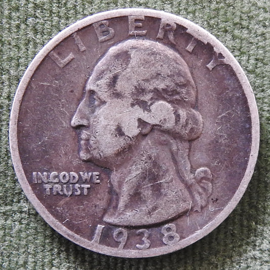 USA American 1938 S Quarter Washington Coin
