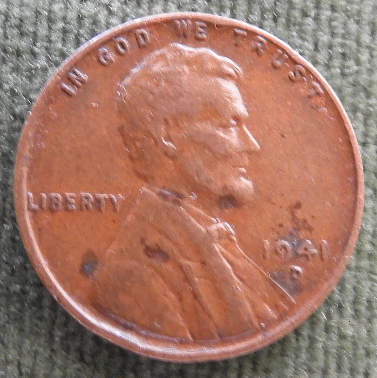 USA American 1941 D 1 Cent Lincon Wheat Coin - Grades as Fine