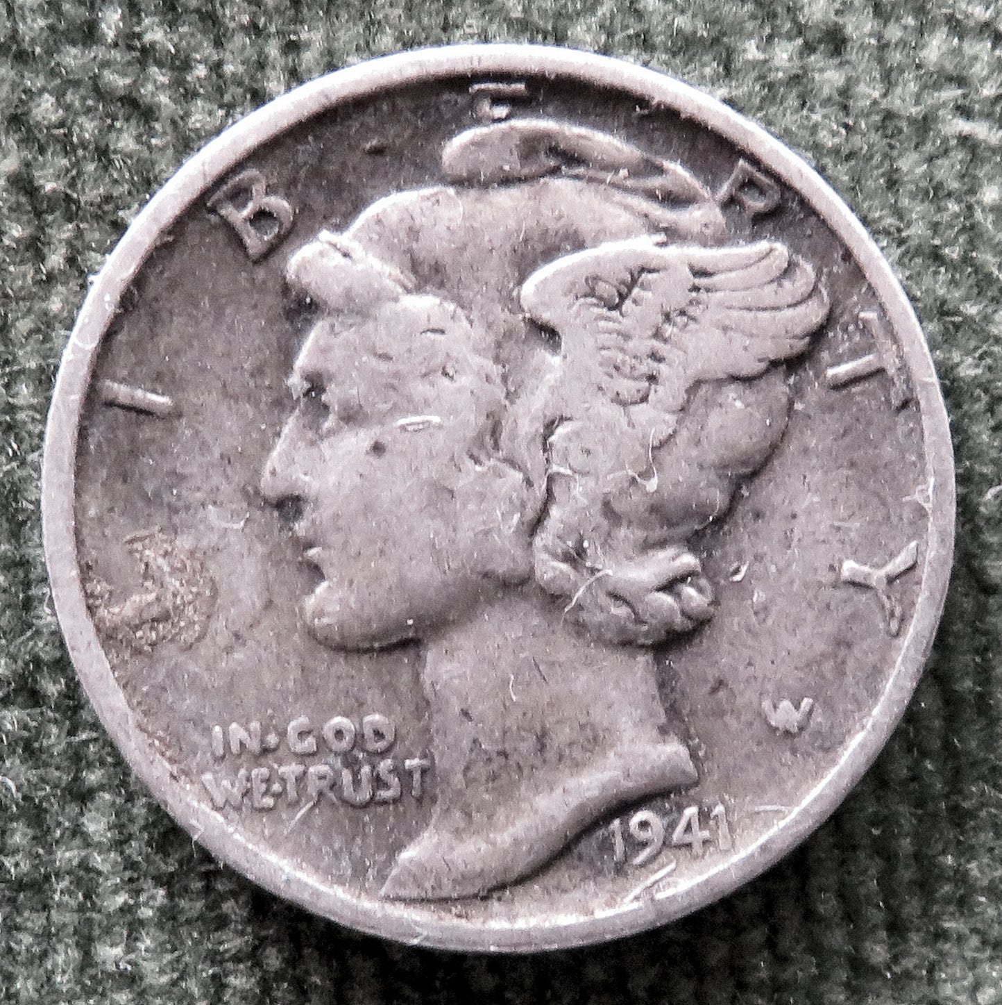 USA American 1941 S Silver Winged Mercury Dime Coin - Circulated