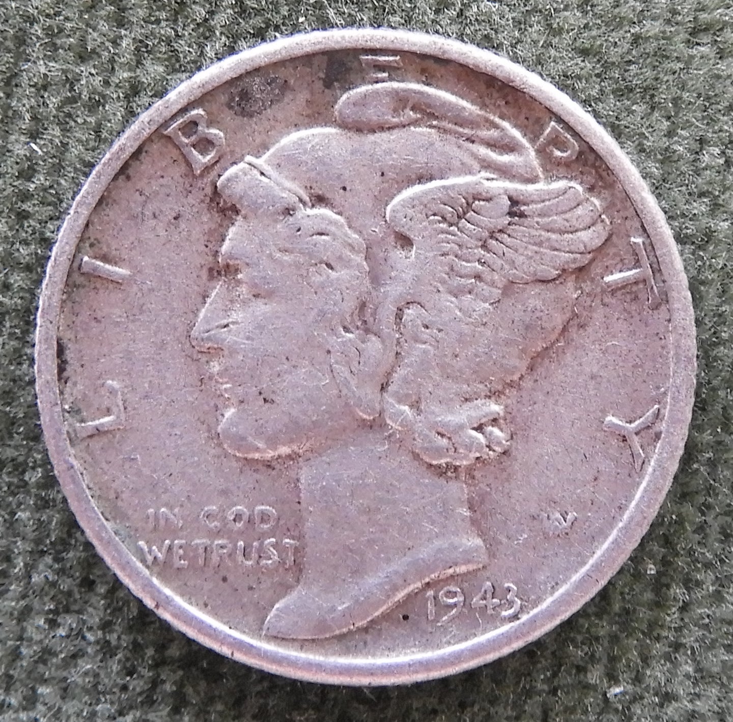 USA American 1943 S Silver Winged Mercury Dime Coin - Circulated