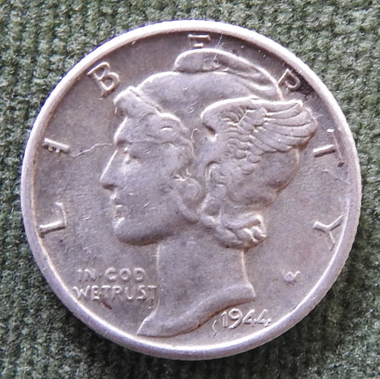 USA American 1944 S Silver Winged Mercury Dime Coin