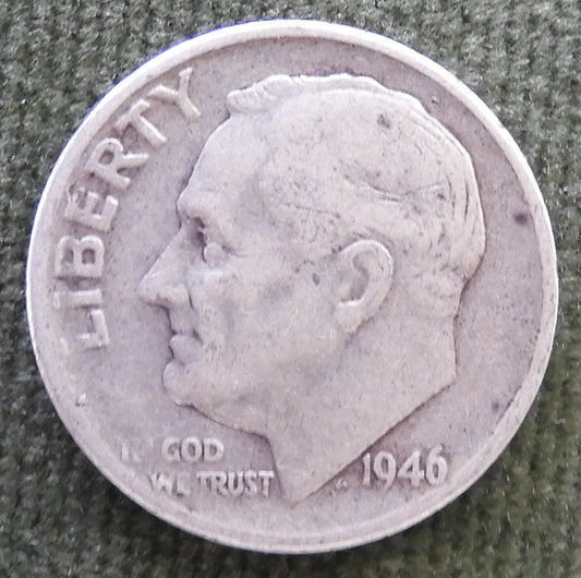 USA American 1946 Dime Roosevelt Coin - Grades as Very Good to Fine