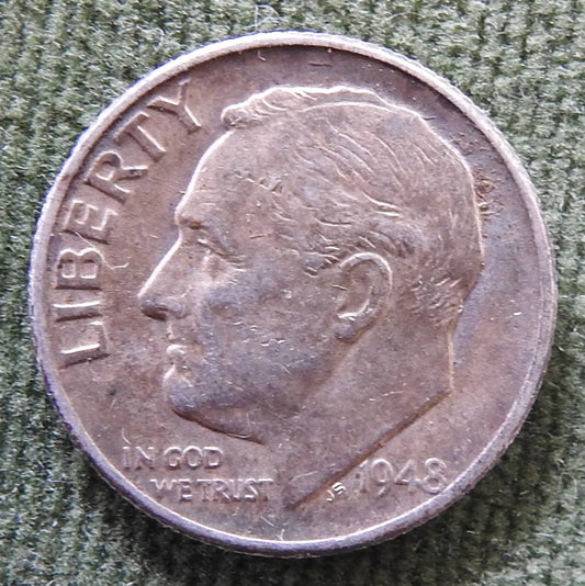 USA American 1948 Roosevelt Dime Silver Coin