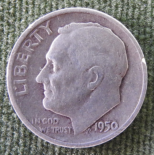 USA American 1950 S Dime Roosevelt Coin - Circulated