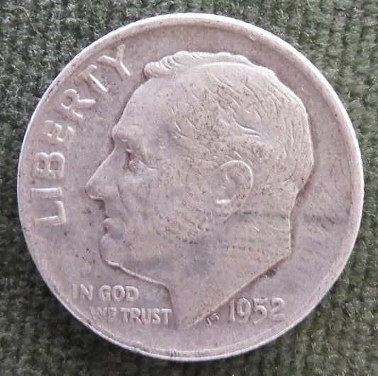 USA American 1952 D Dime Roosevelt Coin - Circulated