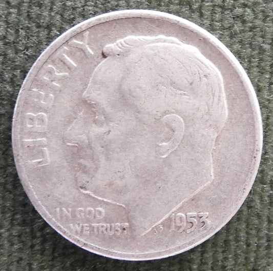 USA American 1953 Dime Roosevelt Coin - Circulated