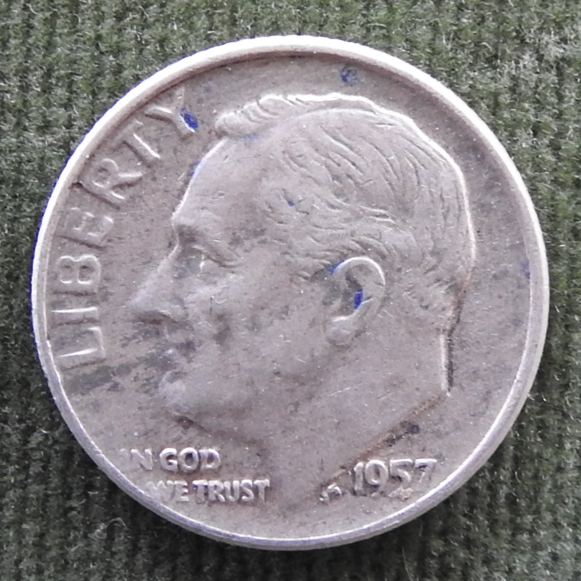USA American 1957 D Dime Roosevelt Coin
