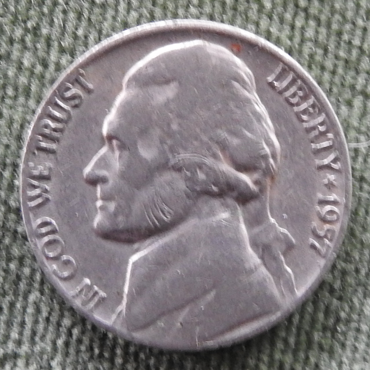 USA American 1957 D Nickel Jefferson Coin