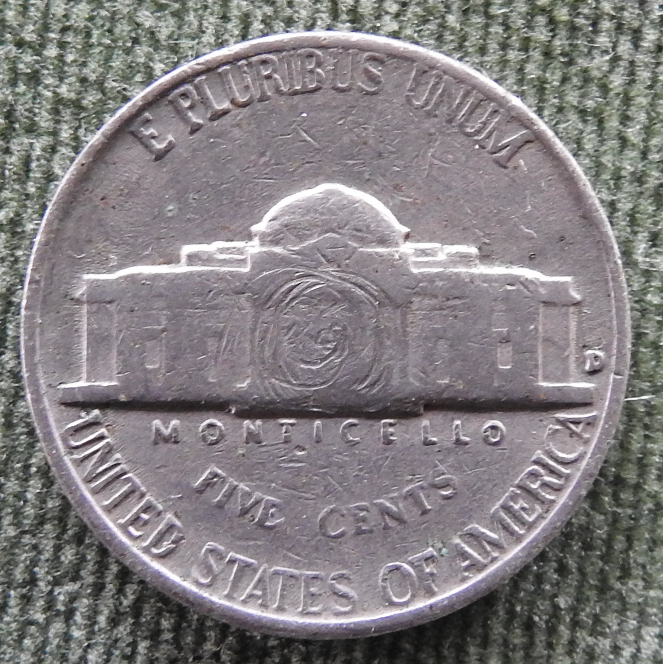 USA American 1957 D Nickel Jefferson Coin