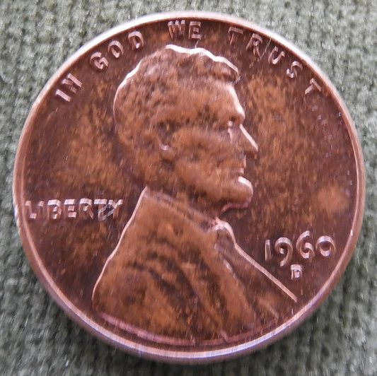 USA American 1960 D 1 Cent Lincoln Memorial Coin - Circulated