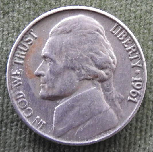 USA American 1961 D Nickel Jefferson Coin