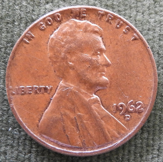 USA American 1962 D 1 Cent Lincoln Memorial Coin - Circulated