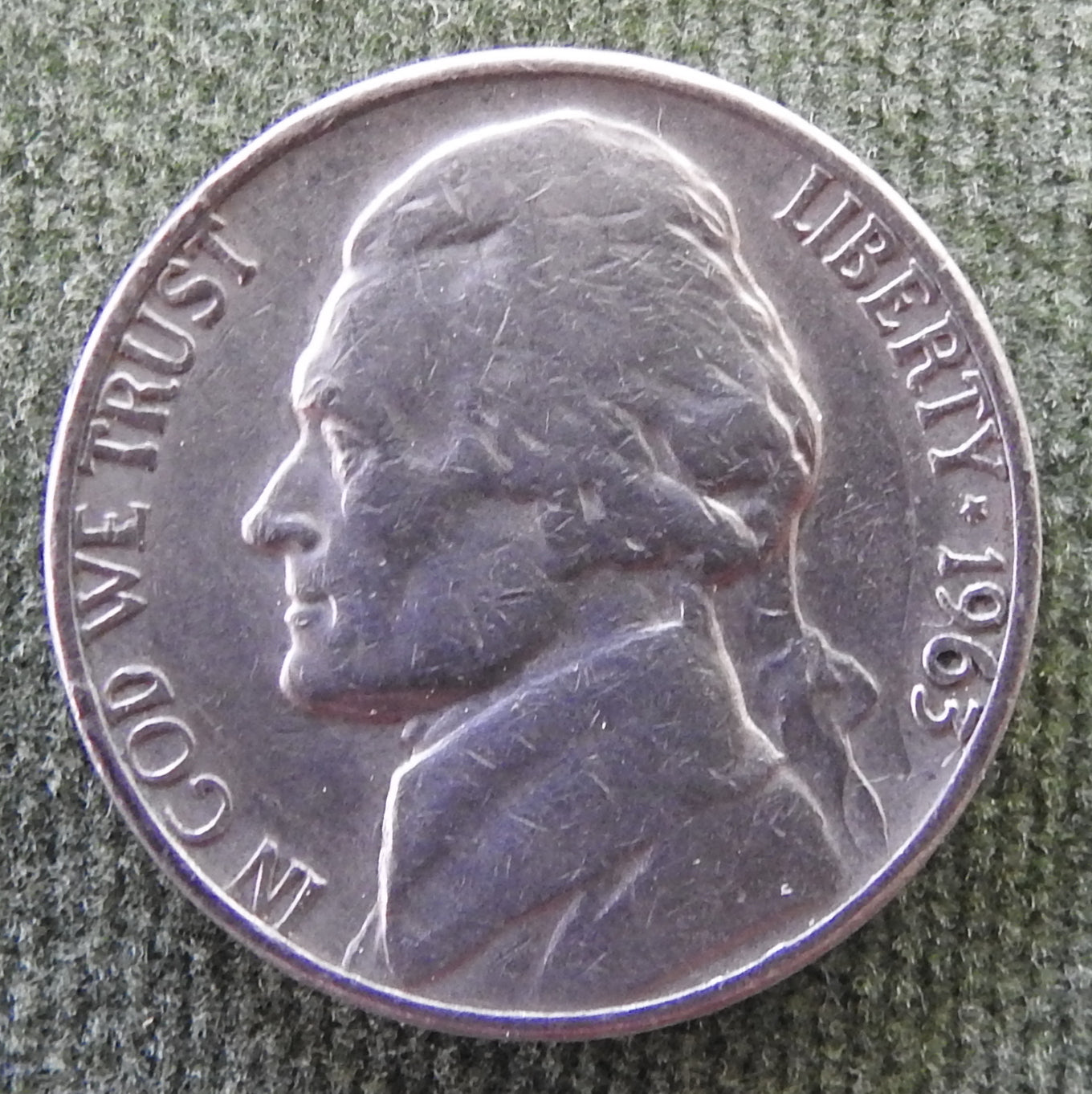 USA American 1963 D Nickel Jefferson Coin - Circulated