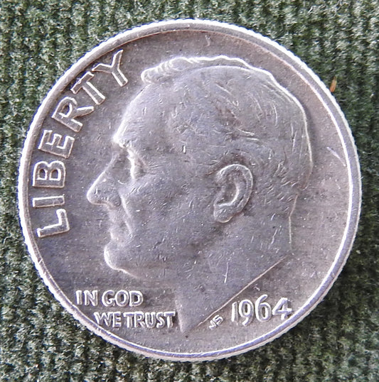 USA American 1964 D Dime Roosevelt Coin - Circulated