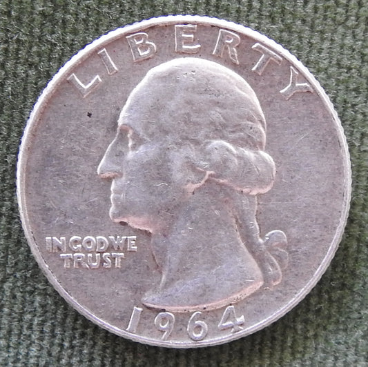 USA American 1964 D Quarter Washington Coin