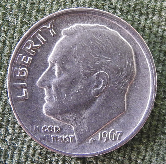 USA American 1967 Dime Roosevelt Coin - Circulated