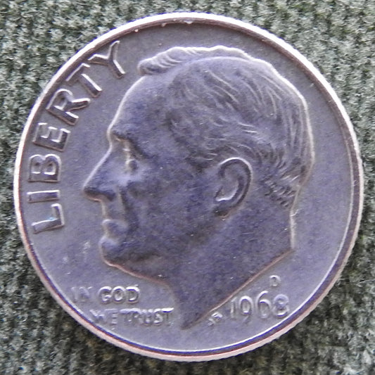 USA American 1968 D Dime Roosevelt Coin - Circulated