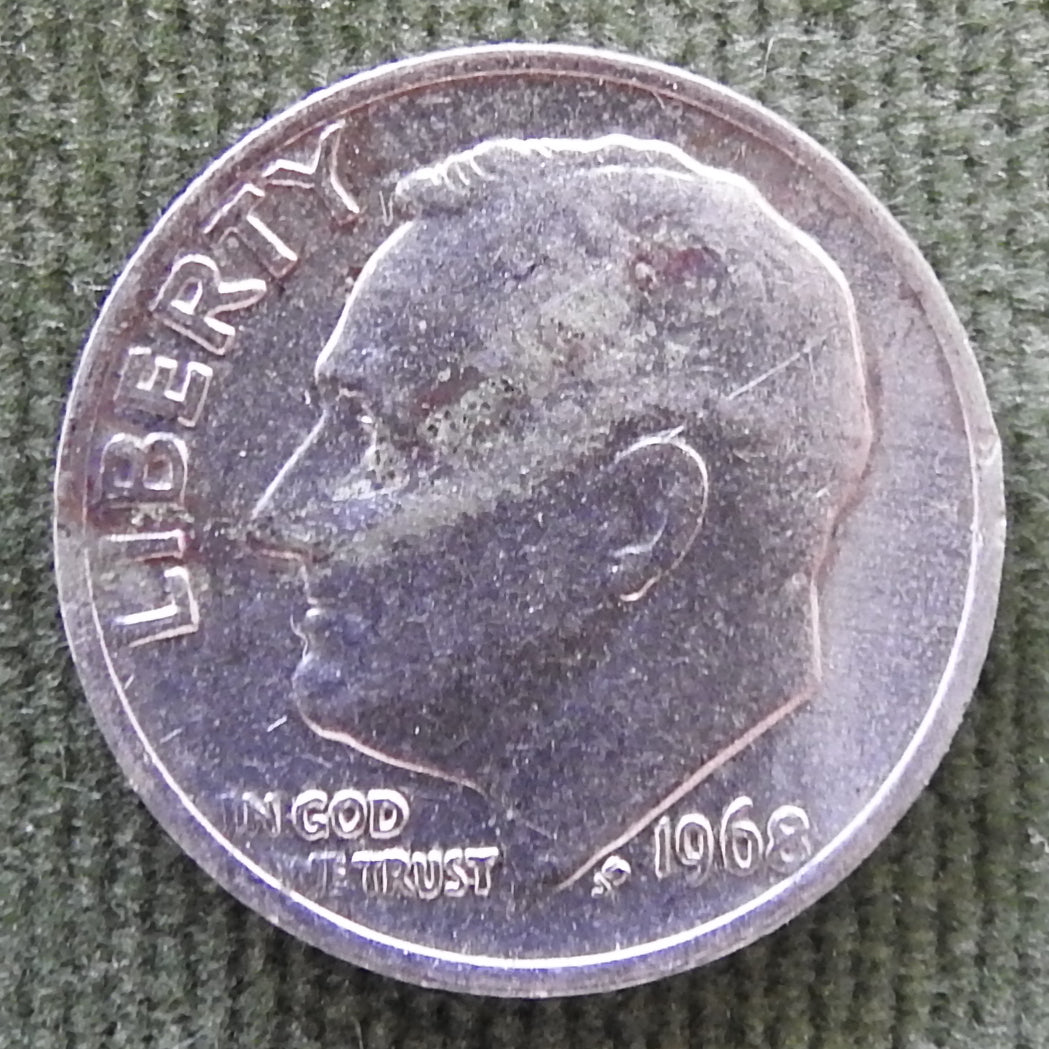USA American 1968 Dime Roosevelt Coin - Circulated