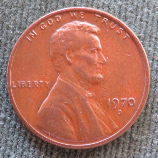 USA American 1970 D 1 Cent Lincoln Memorial Coin - Circulated