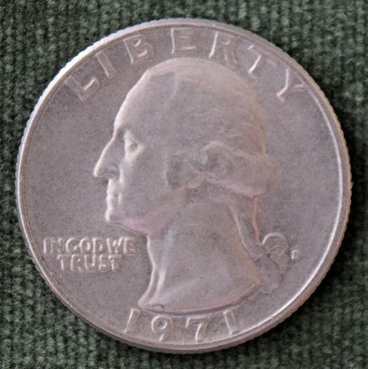 USA American 1971 D Quarter Washington Coin - Circulated