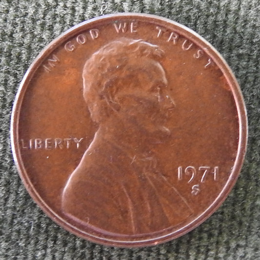 USA American 1971 S 1 Cent Lincoln Memorial Coin - Circulated