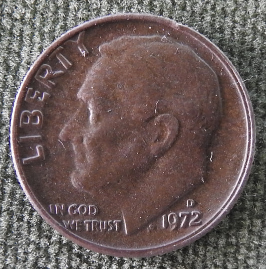 USA American 1972 D Dime Roosevelt Coin - Circulated