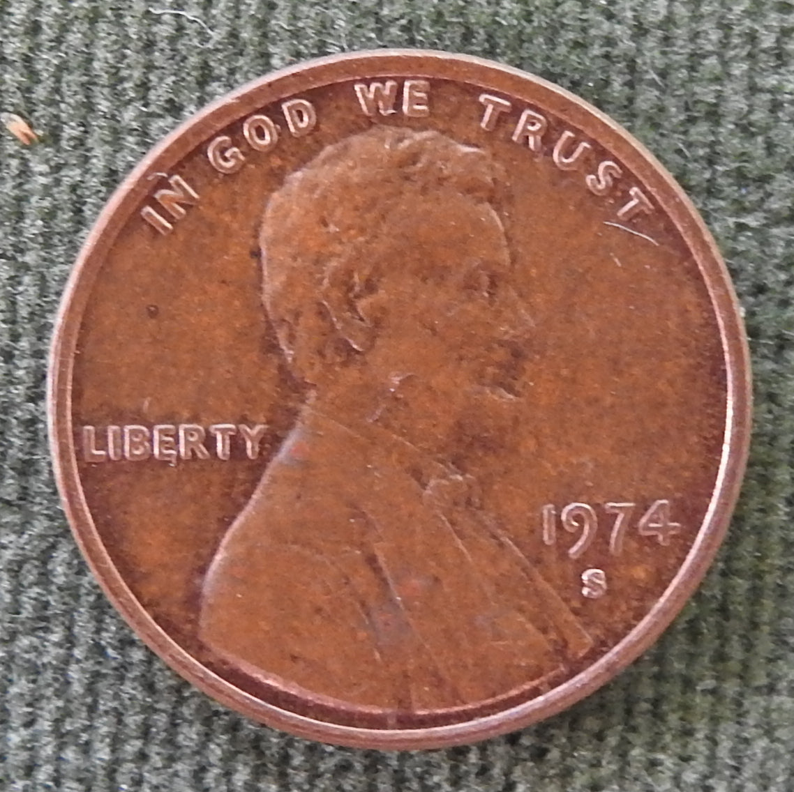 USA American 1974 S 1 Cent Lincoln Monument Coin - Circulated
