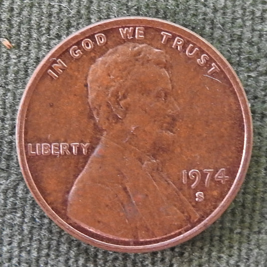 USA American 1974 S 1 Cent Lincoln Monument Coin - Circulated