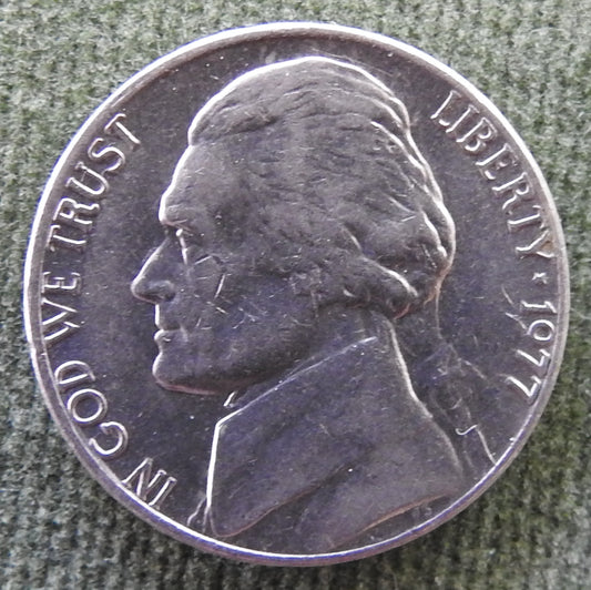 USA American 1977 Nickel Jefferson Coin - Circulated