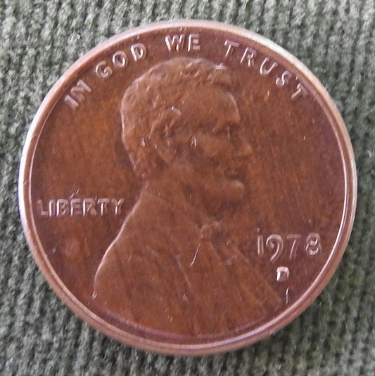 USA American 1978 D 1 Cent Lincoln Monument Coin - Circulated