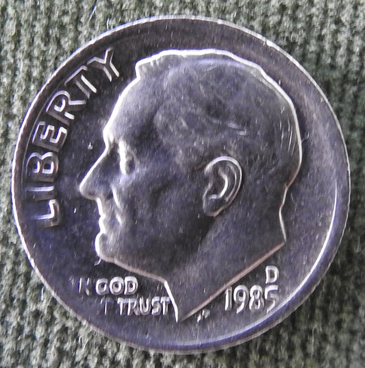 USA American 1985 D Dime Roosevelt Coin - Circulated