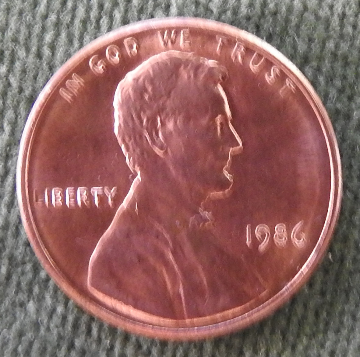 USA American 1986 1 Cent Lincoln Memorial Coin
